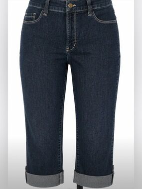 Not Your Daughters Jeans NYDJ Dark Wash Rhinestone Cuffed Capri Jeans 4P Classic